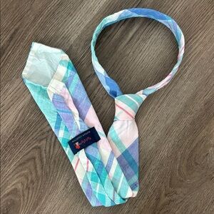 Vintage Rooster Ruffler Collection Slim Preppy Pastel Plaid Madras Neck Tie